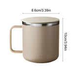 Insulated Coffee Mug, 20oz Stainless Steel Tumbler with Slider Lid Travel Coffee Cups with Handle for Camping Office Home,ZB_#Khaki - Side View