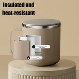 Insulated Coffee Mug, 20oz Stainless Steel Tumbler with Slider Lid Travel Coffee Cups with Handle for Camping Office Home,ZB_#Khaki - 45-Degree Angle