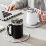 Insulated Coffee Mug, 20oz Stainless Steel Tumbler with Slider Lid Travel Coffee Cups with Handle for Camping Office Home,ZF_#White