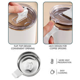 Insulated Coffee Mug, 20oz Stainless Steel Tumbler with Slider Lid Travel Coffee Cups with Handle for Camping Office Home,ZF_#White - 45-Degree Angle