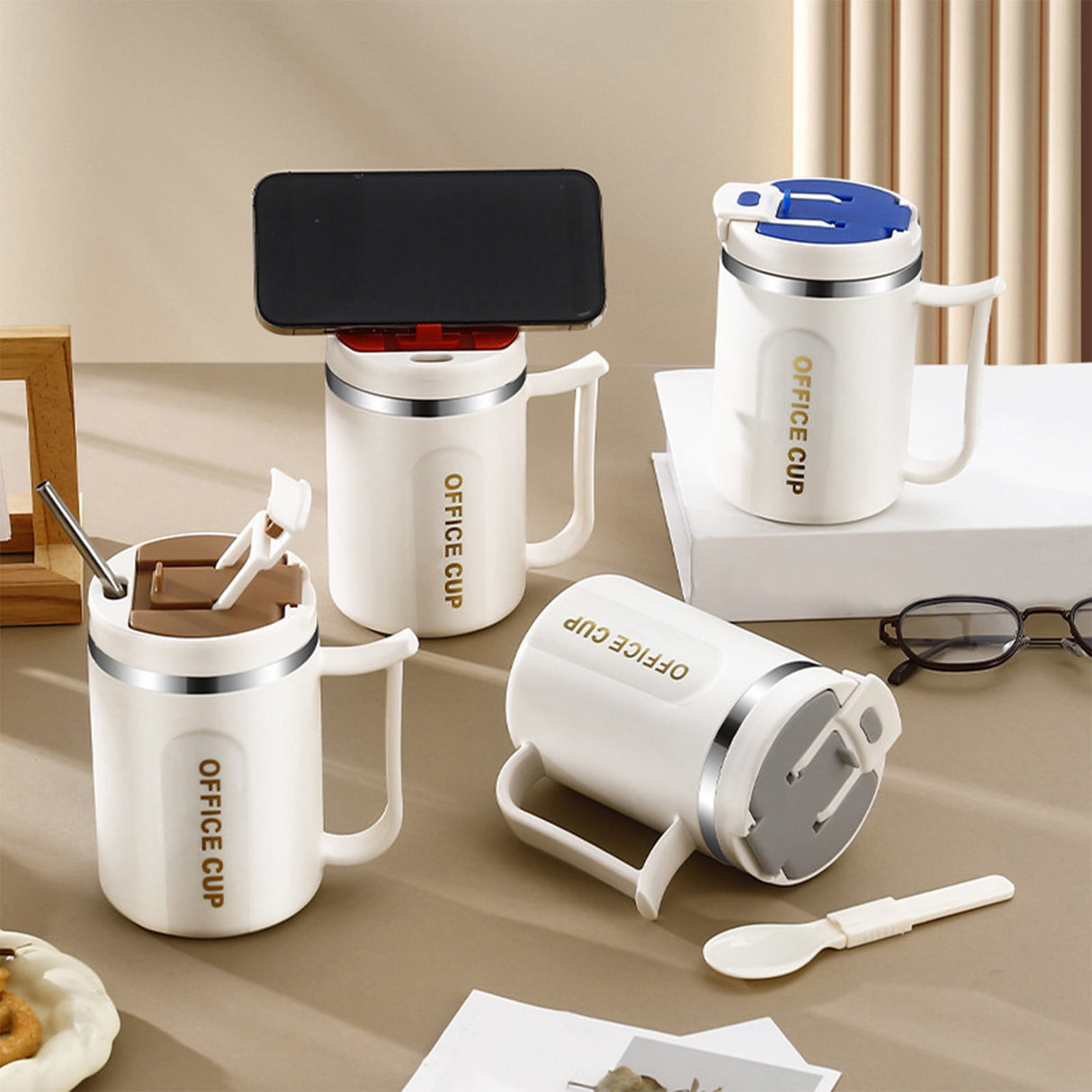 Insulated Coffee Mug, 20oz Stainless Steel Tumbler with Slider Lid Travel Coffee Cups with Handle for Camping Office Home,ZG_#Coffee