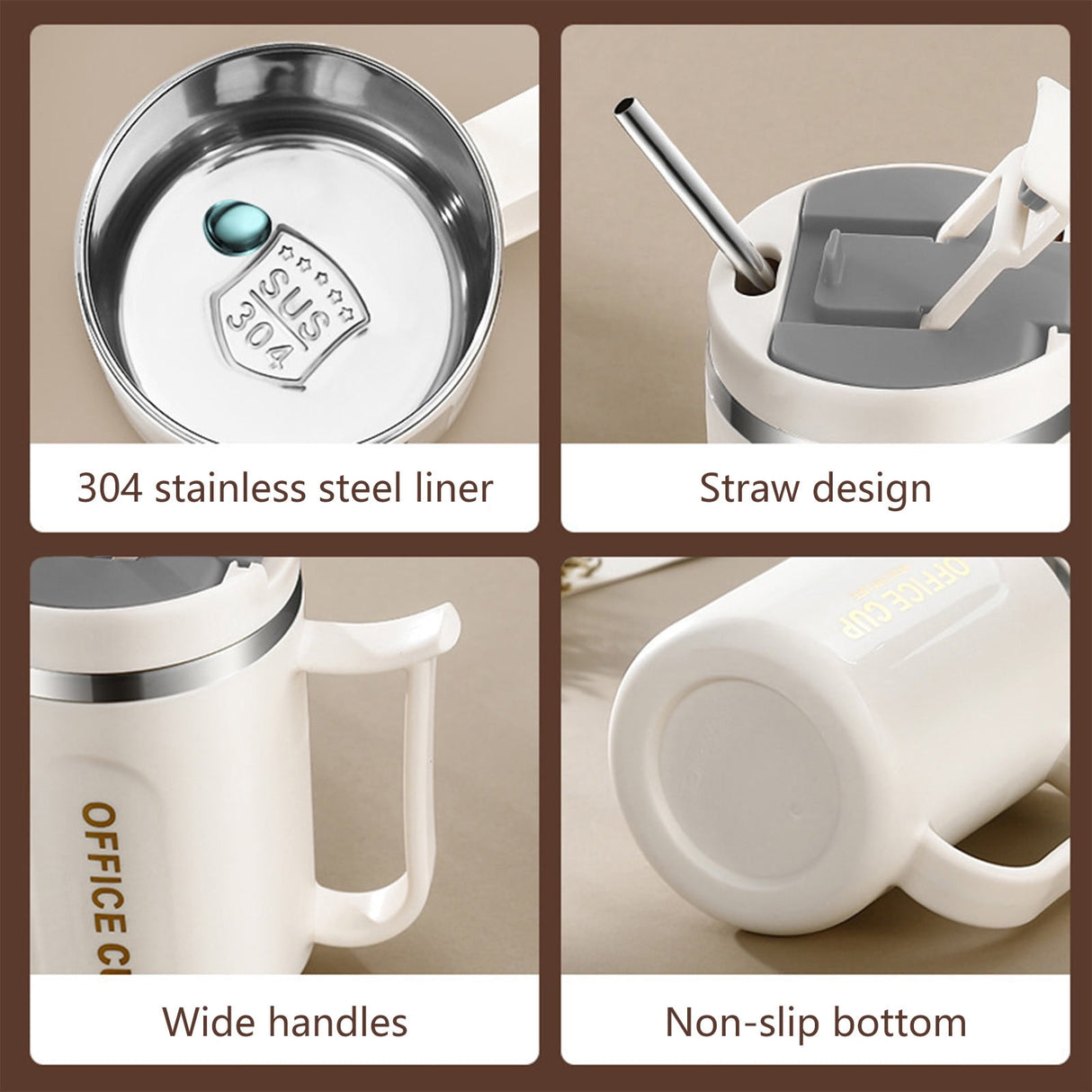 Insulated Coffee Mug, 20oz Stainless Steel Tumbler with Slider Lid Travel Coffee Cups with Handle for Camping Office Home,ZG_#Gray