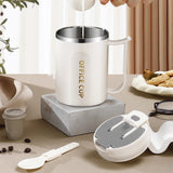Insulated Coffee Mug, 20oz Stainless Steel Tumbler with Slider Lid Travel Coffee Cups with Handle for Camping Office Home,ZG_#Gray - Close-Up Angle