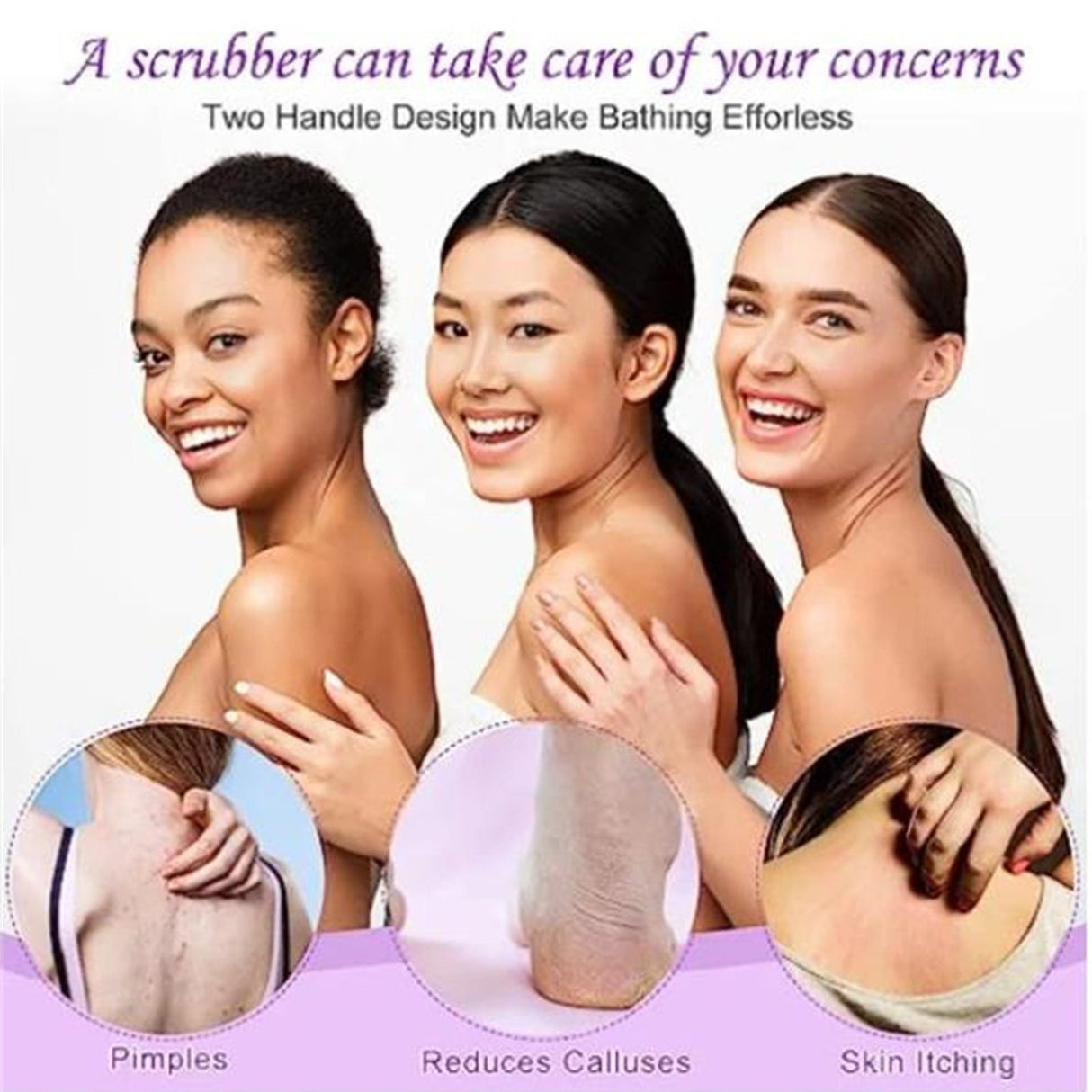 Exfoliating Back Scrubber with Handles, 17.7 Inch Double-Sided Back Exfoliator Body Scrub Towel, Exfoliating Washcloth Bath Tool for Use in Shower, Back Washer to Clean Your Skin for Women Gray
