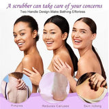 Exfoliating Back Scrubber with Handles, 17.7 Inch Double-Sided Back Exfoliator Body Scrub Towel, Exfoliating Washcloth Bath Tool for Use in Shower, Back Washer to Clean Your Skin for Women Gray