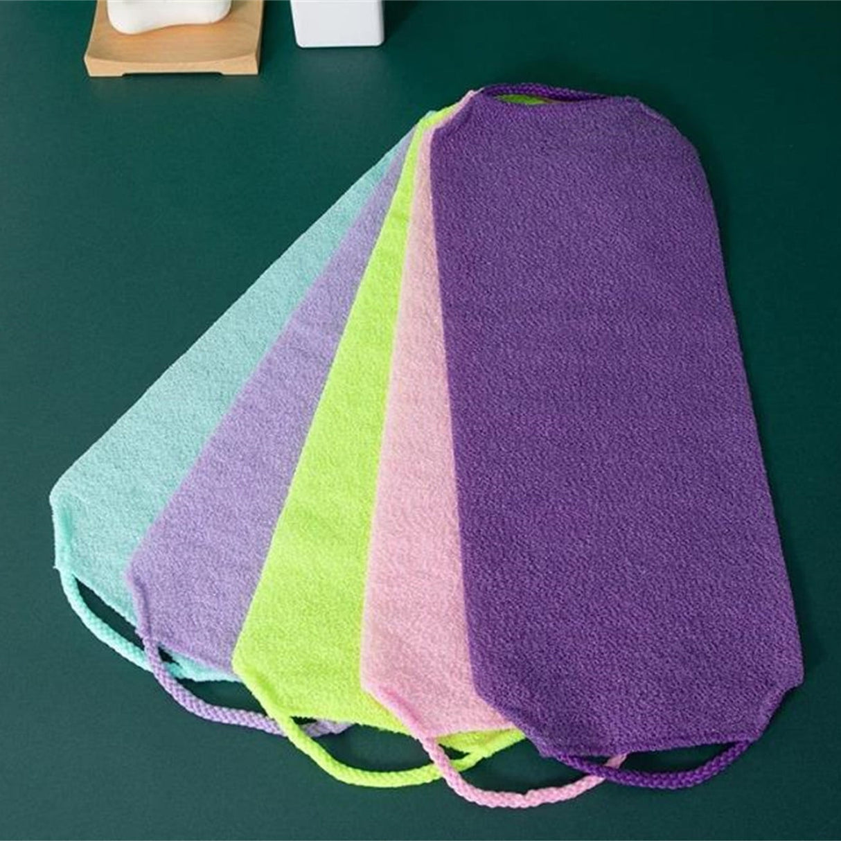 Exfoliating Back Scrubber with Handles, 17.7 Inch Double-Sided Back Exfoliator Body Scrub Towel, Exfoliating Washcloth Bath Tool for Use in Shower, Back Washer to Clean Your Skin for Women Gray