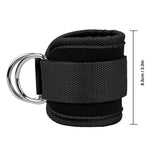 Adjustable Polyester Ankle Straps for Cable Machine Kickbacks (2 Pack) Black - Front View