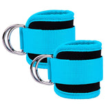 Adjustable Polyester Ankle Straps for Cable Machine Kickbacks (2 Pack) Blue