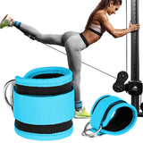 Adjustable Polyester Ankle Straps for Cable Machine Kickbacks (2 Pack) Blue