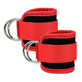 Adjustable Polyester Ankle Straps for Cable Machine Kickbacks (2 Pack) Red