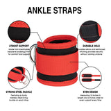 Adjustable Polyester Ankle Straps for Cable Machine Kickbacks (2 Pack) Red - 45-Degree Angle