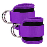 Adjustable Polyester Ankle Straps for Cable Machine Kickbacks (2 Pack) purple