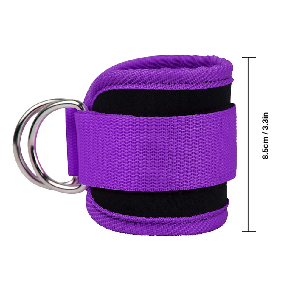 Adjustable Polyester Ankle Straps for Cable Machine Kickbacks (2 Pack) purple