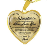 To My Daughter Stainless Steel Necklace Heart Lettering Peach Heart Pendant Necklace Jewelry Gifts for Daughter Gold