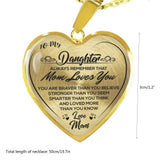 To My Daughter Stainless Steel Necklace Heart Lettering Peach Heart Pendant Necklace Jewelry Gifts for Daughter Gold - Front View