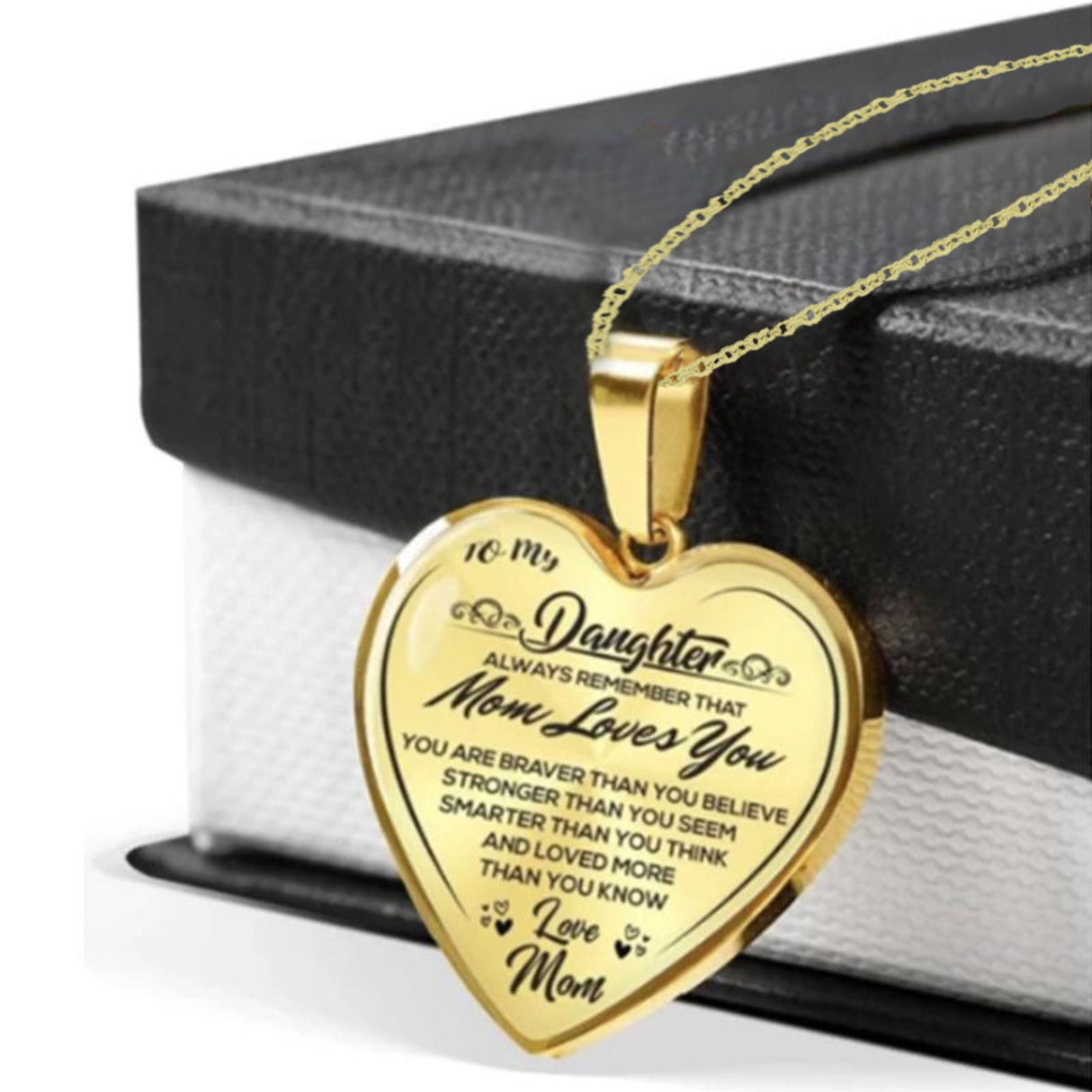 To My Daughter Stainless Steel Necklace Heart Lettering Peach Heart Pendant Necklace Jewelry Gifts for Daughter Gold