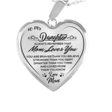 To My Daughter Stainless Steel Necklace Heart Lettering Peach Heart Pendant Necklace Jewelry Gifts for Daughter Silver