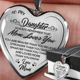 To My Daughter Stainless Steel Necklace Heart Lettering Peach Heart Pendant Necklace Jewelry Gifts for Daughter Silver