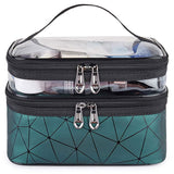 Meiyuuo Makeup Bag Cosmetic Bag Travelling Double Layer Make Up Bag Organizer Medium Case for Women Girls Reusable Toiletry Bags(Blue) Green