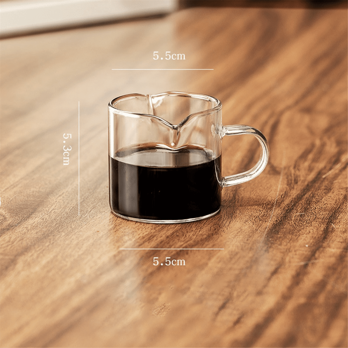 Espresso Cups Set of 2, 4 OZ Double Spouts Cups, Espresso Shot Glasses, Milk Cup with Handle, Clear Glass, Espresso By PULMCheerger 1 Set transparent color