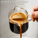 Espresso Cups Set of 2, 4 OZ Double Spouts Cups, Espresso Shot Glasses, Milk Cup with Handle, Clear Glass, Espresso By PULMCheerger 1 Set transparent color
