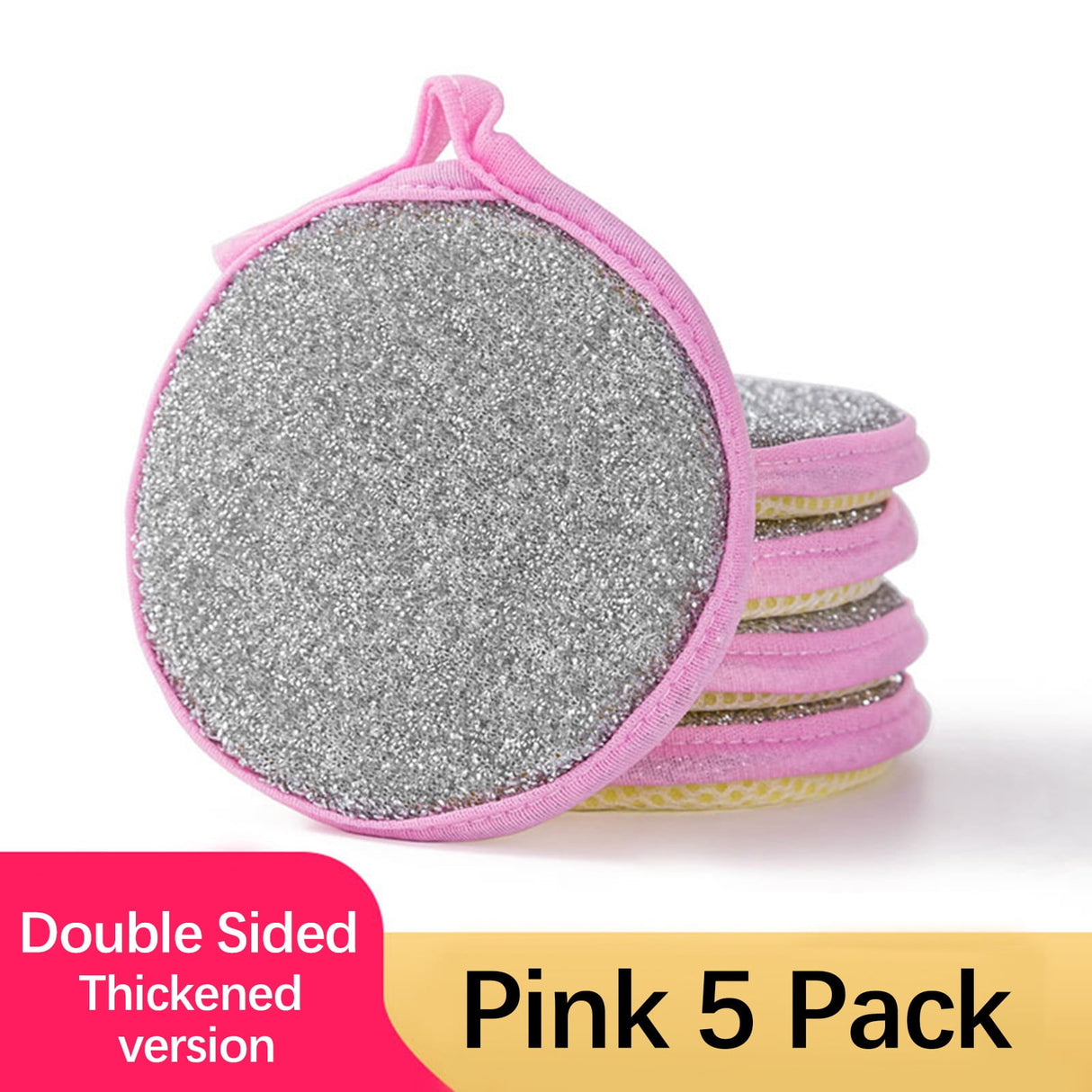 Sponges Kitchen Multi-Purpose,5Pc Non-Scratch Sponges for Cleaning, Along with Heavy Duty Scrubbing Power - Reusable Double-Sided Dish Sponge for Dishes, Pots and Pans Pink