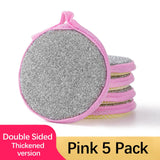 Sponges Kitchen Multi-Purpose,5Pc Non-Scratch Sponges for Cleaning, Along with Heavy Duty Scrubbing Power - Reusable Double-Sided Dish Sponge for Dishes, Pots and Pans Pink