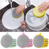 Sponges Kitchen Multi-Purpose,5Pc Non-Scratch Sponges for Cleaning, Along with Heavy Duty Scrubbing Power - Reusable Double-Sided Dish Sponge for Dishes, Pots and Pans Pink - Top-Down View