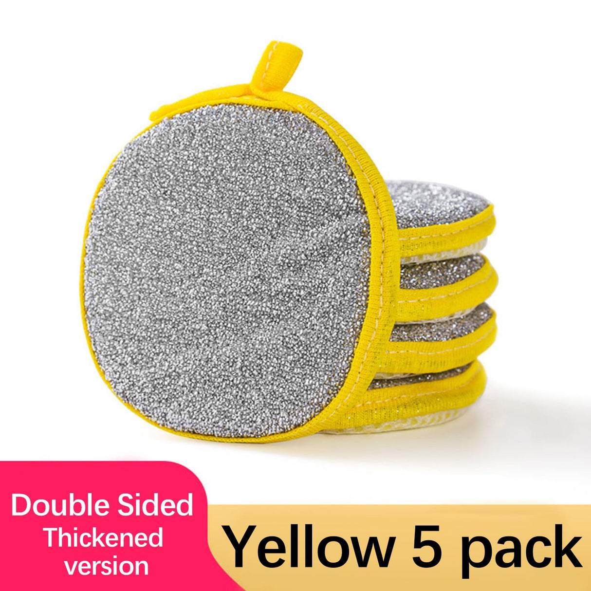 Sponges Kitchen Multi-Purpose,5Pc Non-Scratch Sponges for Cleaning, Along with Heavy Duty Scrubbing Power - Reusable Double-Sided Dish Sponge for Dishes, Pots and Pans Yellow