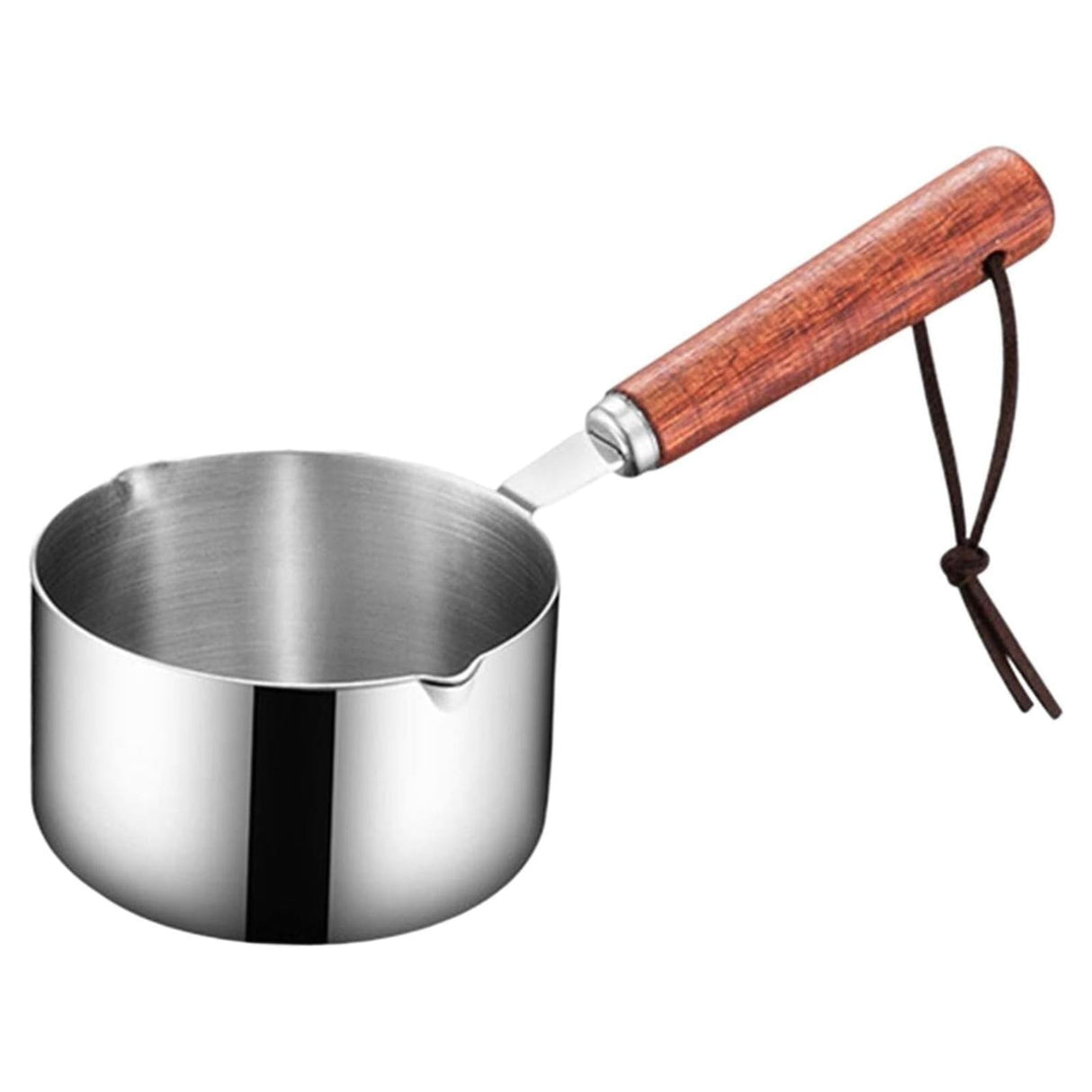 Bakeware Oil Pouring Pot 80Ml, Stainless Steel Pan Mini Milk Warmer Pot Soup Pan with Wooden Handle Small Saucepan for Butter Warmer Heating Milk Cooking A