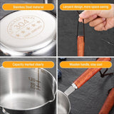 Bakeware Oil Pouring Pot 80Ml, Stainless Steel Pan Mini Milk Warmer Pot Soup Pan with Wooden Handle Small Saucepan for Butter Warmer Heating Milk Cooking A - 45-Degree Angle