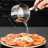 Bakeware Oil Pouring Pot 80Ml, Stainless Steel Pan Mini Milk Warmer Pot Soup Pan with Wooden Handle Small Saucepan for Butter Warmer Heating Milk Cooking A
