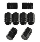 Tool Bag Stainless Steel Valve Cap Black Nut 8Pcs, 8 Tire Stem Caps Wheel Covers Car Tire Cap Hexagon Shape (Black) Black - Front View