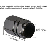 Tool Bag Stainless Steel Valve Cap Black Nut 8Pcs, 8 Tire Stem Caps Wheel Covers Car Tire Cap Hexagon Shape (Black) Black - Top-Down View