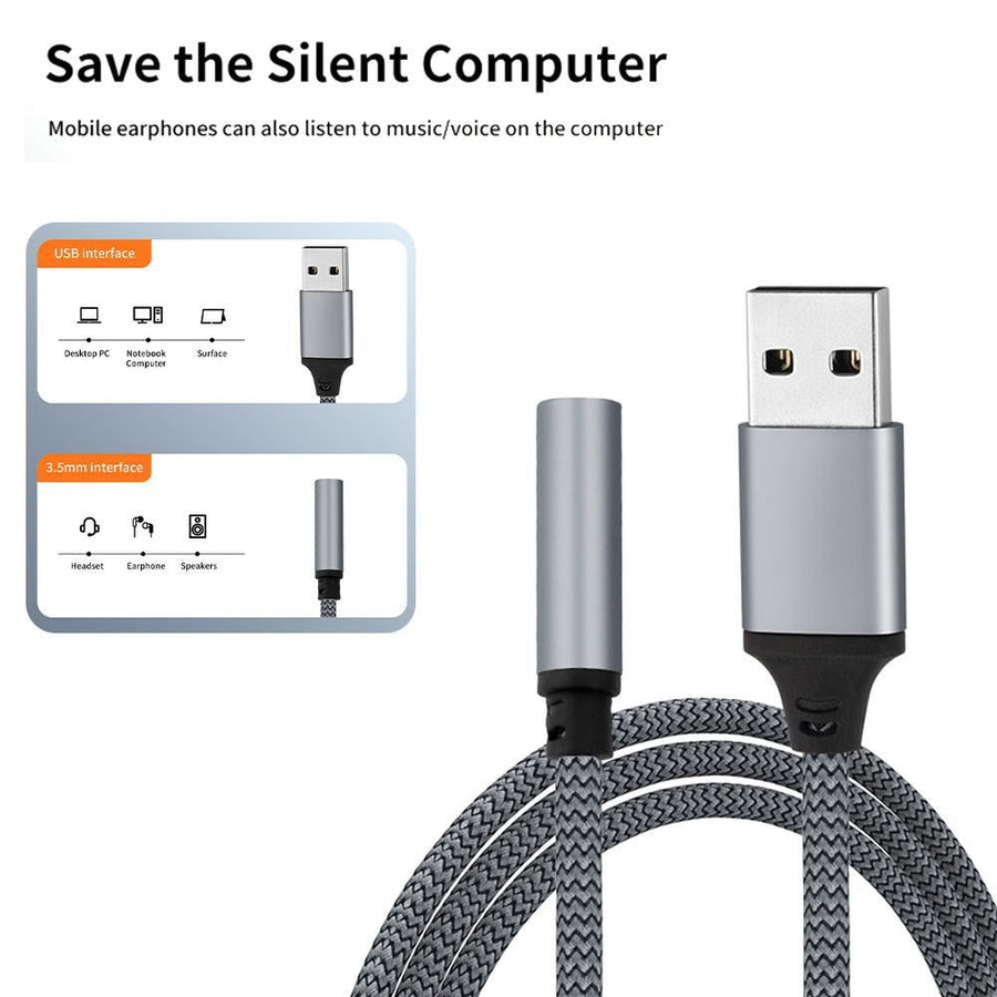Usb To 3.5Mm Jack Audio Adapter,External Sound Card Usb-A To Audio Jack