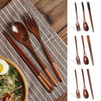 Japanese Natural Chopsticks Wooden Spoon Fork Cutlery Style Set BEST E2B9