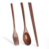 Japanese Natural Chopsticks Wooden Spoon Fork Cutlery Style Set BEST E2B9