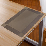 Elegant Woven Vinyl PVC Dining Placemats, Stain‑Resistant Heat‑Proof Non‑Slip Table Mats with Matching Coasters for Home Kitchen, Grey