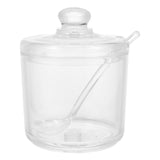 Seasoning Box , Clear Glass Sugar Bowl Set with Lid and Spoon D