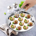 Baking Trays and Trays , Stainless Escargot Plates with 12 Compartment Holes Escargot Baking Dish Seafood Plate Dishes for Home Restaurant Hotel Kitchen As shown