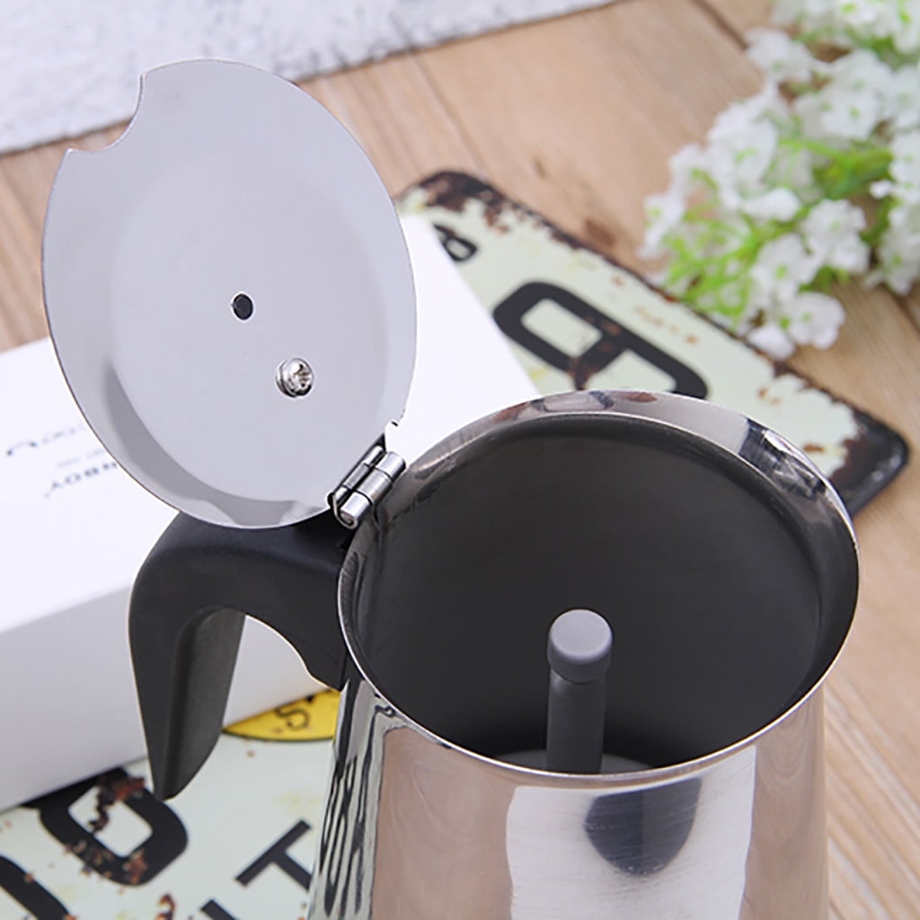 Coffee Maker (2 Cup Capacity) Stainless Steel Mocha Espresso Latte Percolator Stove Top Coffee Maker Pot Too 15x7.8cm Silver
