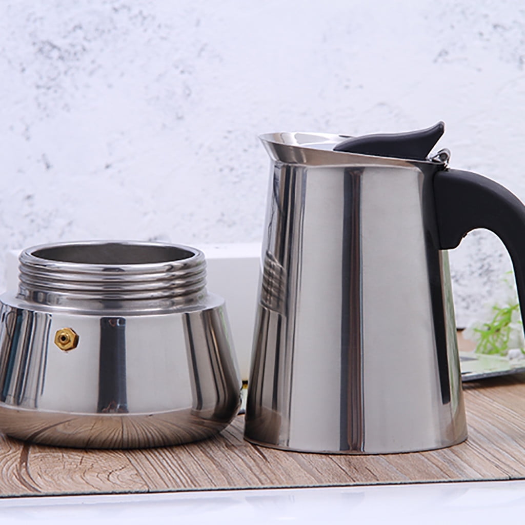 Coffee Maker (2 Cup Capacity) Stainless Steel Mocha Espresso Latte Percolator Stove Top Coffee Maker Pot Too 15x7.8cm Silver