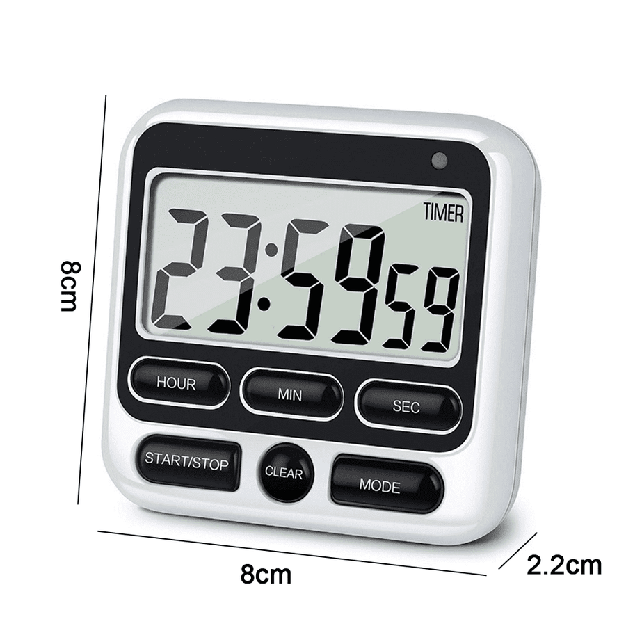 Digital Countdown Kitchen Timer -Count Up Down Magnetic Timer Clock for Cooking Baking Gym Students Black