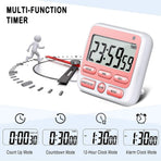 Digital Countdown Kitchen Timer -Count Up Down Magnetic Timer Clock for Cooking Baking Gym Students Pink
