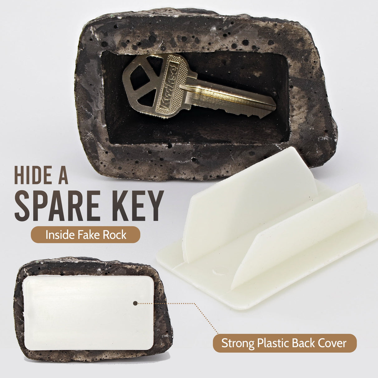 Hide-a-Spare-Key Fake Rock - Looks & Feels like Real Stone - Safe for Outdoor Garden or Yard, Geocaching (1)