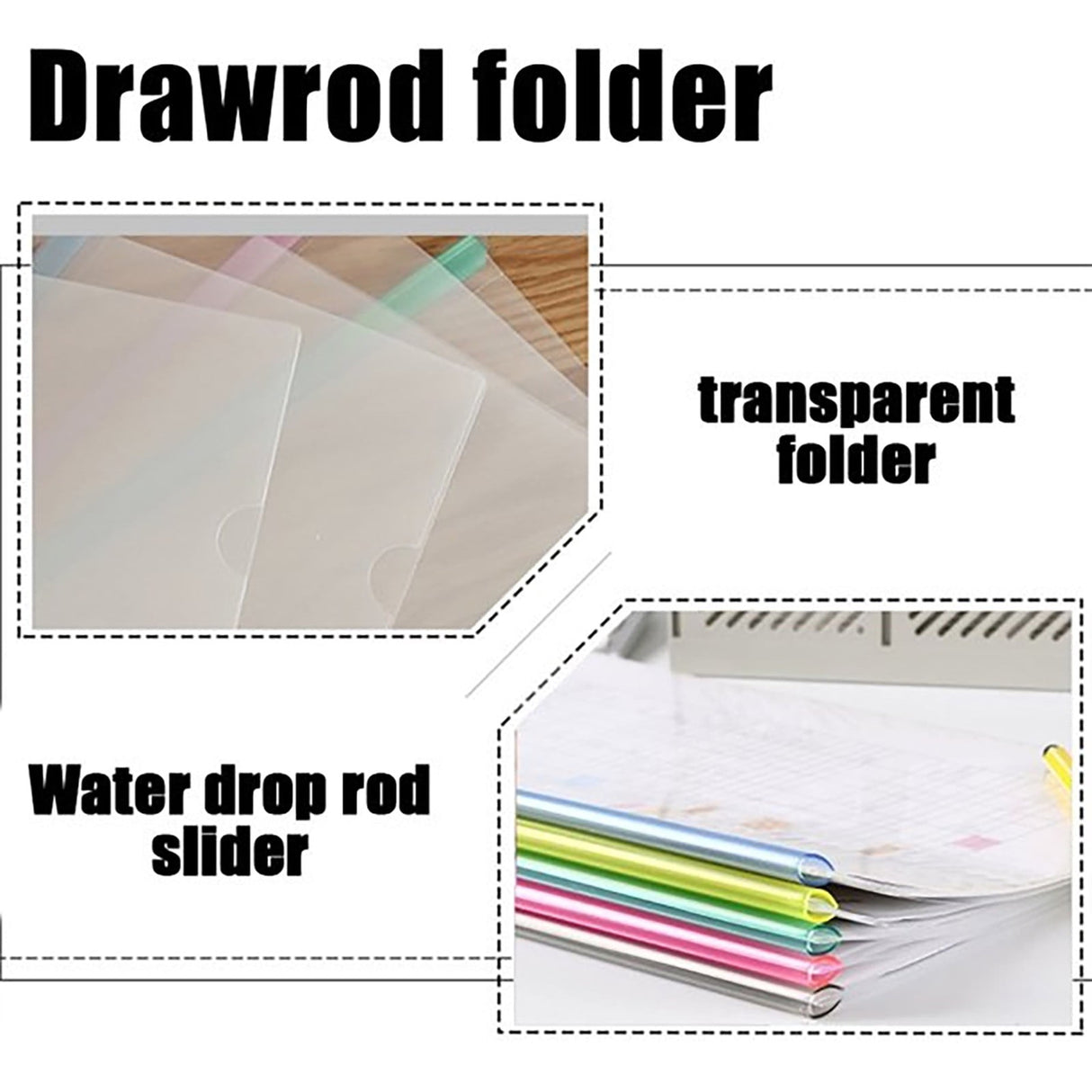 10X Folder Drawer 10Pcs Transparent File Folder Sliding Bar Report For Report Display Cover Organizer One Size Clear