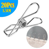 Clothespins 20Pcs 5.5Cm Opp Bag , 20 * Outdoor Camping Clothes Drying Rack Clip Hanging Outdoor Travel Windproof Clothes Line Drying Rack Clamp 20Pcs One Size Silver - Front View