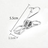 Clothespins 20Pcs 5.5Cm Opp Bag , 20 * Outdoor Camping Clothes Drying Rack Clip Hanging Outdoor Travel Windproof Clothes Line Drying Rack Clamp 20Pcs One Size Silver - Side View