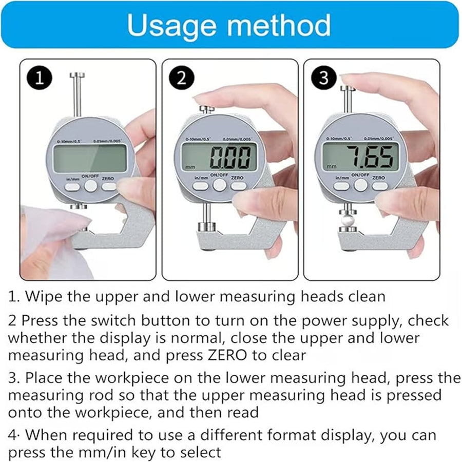 Thickness Meter Precision Digital Thickness Gauge High Precision Electronic Micrometer (Flat Head 0-10Mm) , Precisions Digital Thickness Gauges High Accuracy Electronic Micrometers With（0 10Mm） One Size Silver