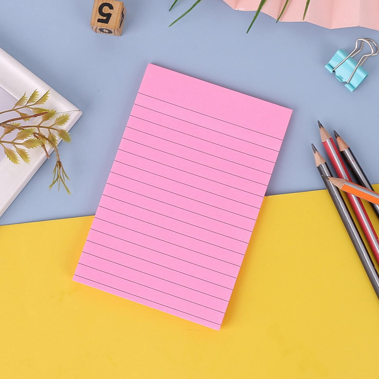 1 Pads Lined Sticky Notes 4x6 Sticky Notes with Lines Self Stick Note Pads 8 Bright Multi Colors 50 Sheet/Pad, Note x1 Lake Blue Horizontal line sticky notes Red